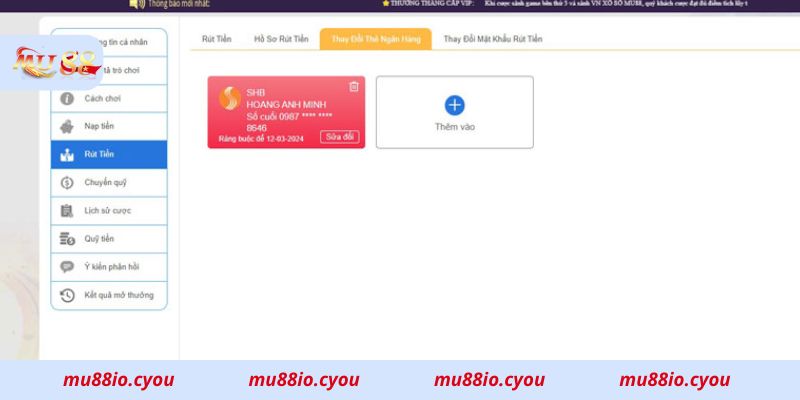 Những lưu ý khi rút tiền tại Mu88